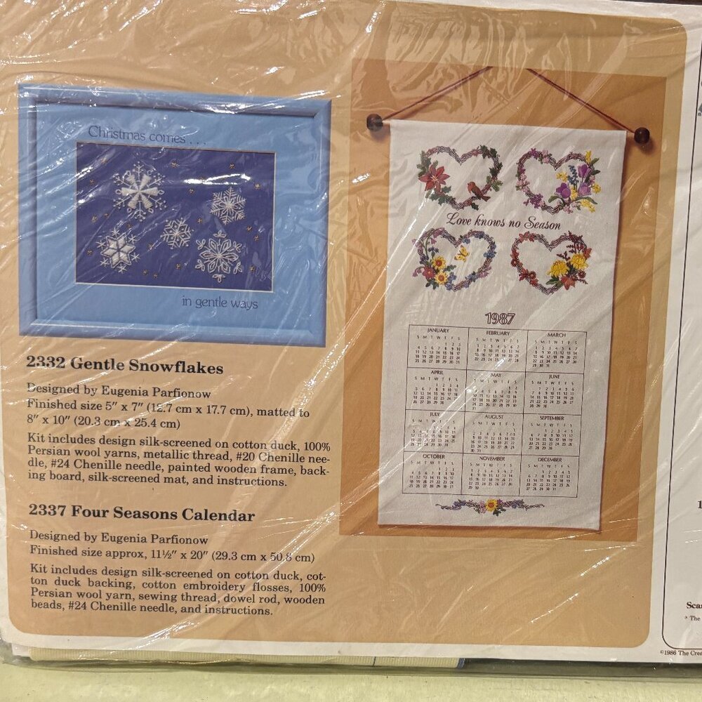 Creative Circle # 2332 Gentle Snowflakes 5" x 7" Kit W/ FRAME VTG 1986